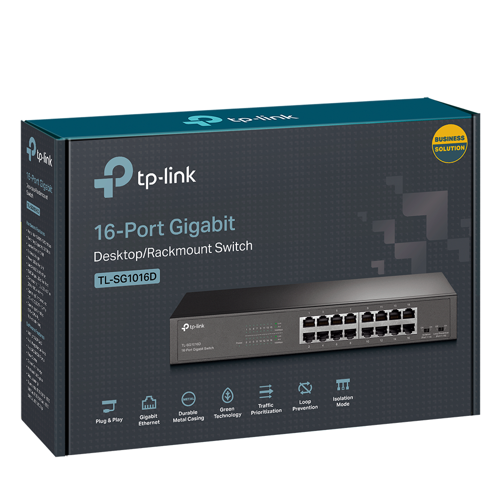 TP-Link TL-SG1016D 16-Port Gigabit Desktop/Rackmount Switch/ Unmanaged TP-Link TL-SG1016D 16-Port Gigabit Desktop/Rackmount Switch/ Unmanaged